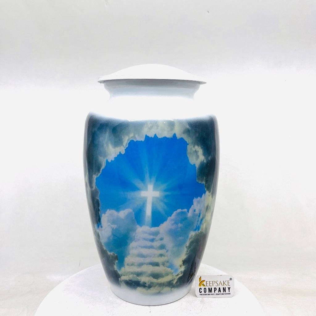 White Divine Cross Cremation Urns for Ashes Adult Male -  Urns for Ashes Adult Female - Urn - Urns - Cremation Urn  from Keepsake Company