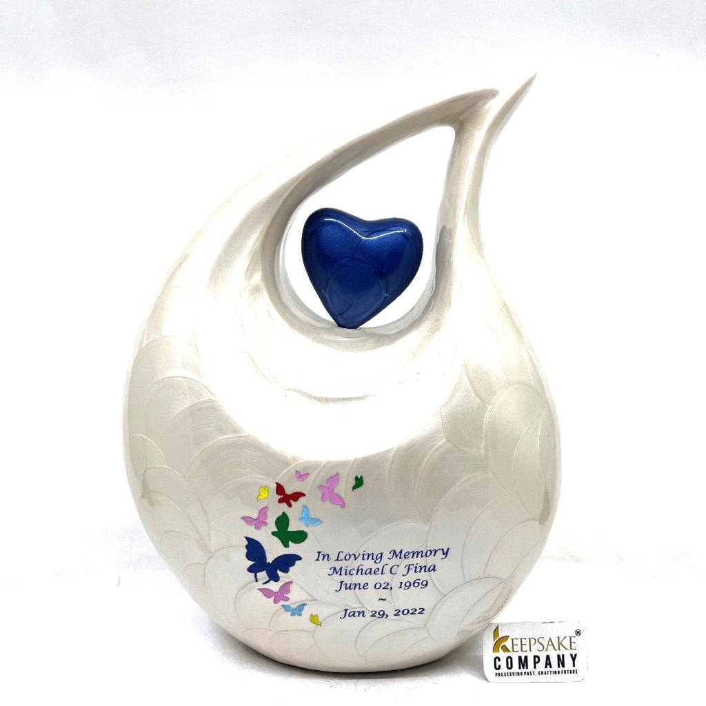 White Blue Cremation Urns for Ashes Adult Male -  Urns for Ashes Adult Female - Urn - Urns - Cremation Urn  - Keepsake Urn - Funeral Urn