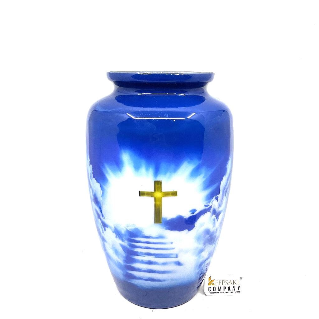 Blue Divine Cross Cremation Urns for Ashes Adult Male -  Urns for Ashes Adult Female - Urn - Urns - Cremation Urn  from Keepsake Company