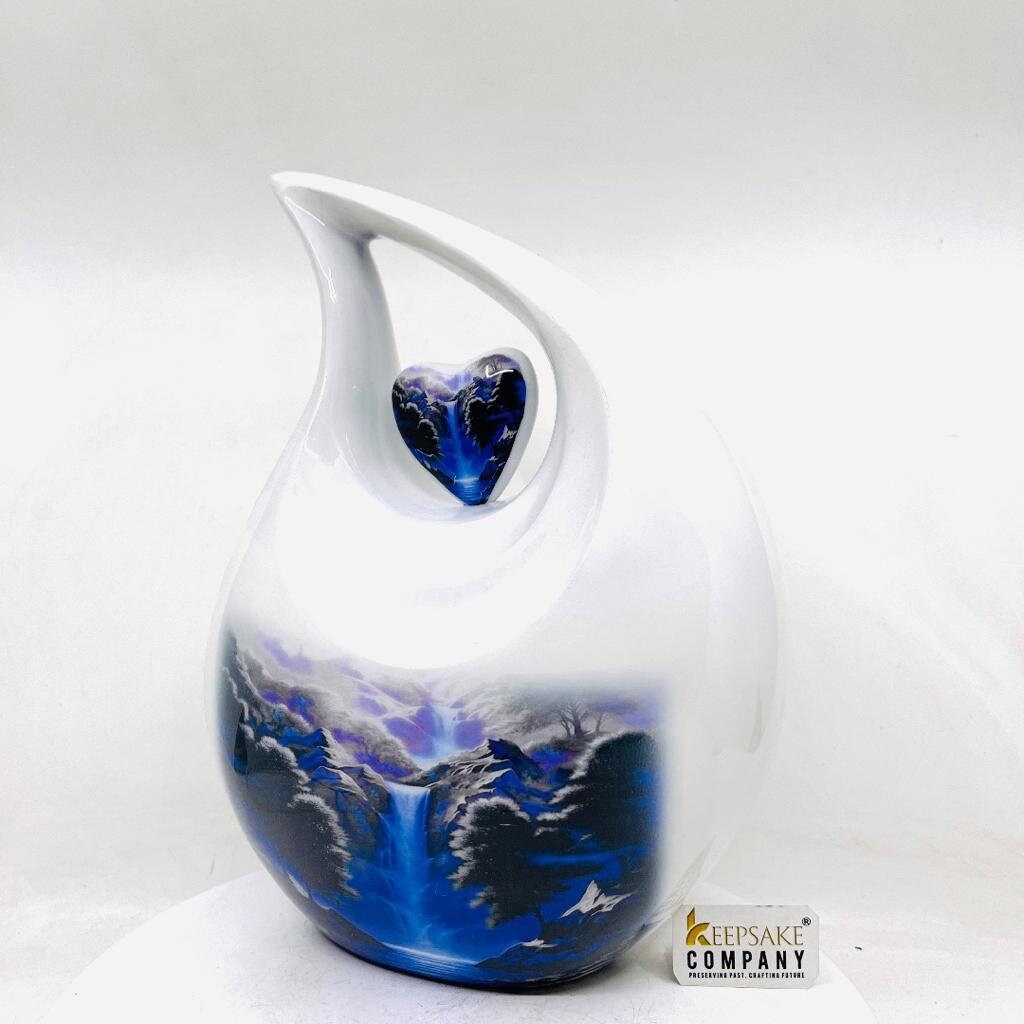 White Blue Teardrop Cremation Urns for Ashes Adult Male -  Urns for Ashes Adult Female - Urn - Urns - Cremation Urn  from Keepsake Company