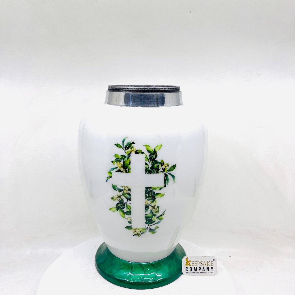 Green Cross Cremation Urns for Adult Ashes - Urns for Human Ash - Urn for Ashes Male - Urn - Decorative Urns - Burial Urn - Funeral Urn