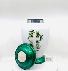 Green Cross Cremation Urns for Adult Ashes - Urns for Human Ash - Urn for Ashes Male - Urn - Decorative Urns - Burial Urn - Funeral Urn