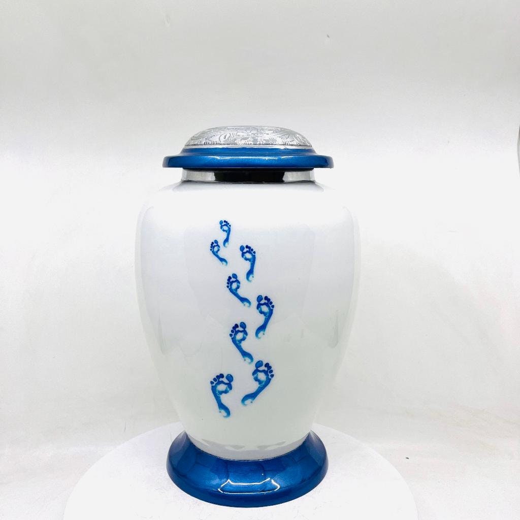 Blue Footmark Cremation Urns for Adult Ashes - Urns for Human Ash - Urn for Ashes Male - Urn - Decorative Urns - Burial Urn - Funeral Urn