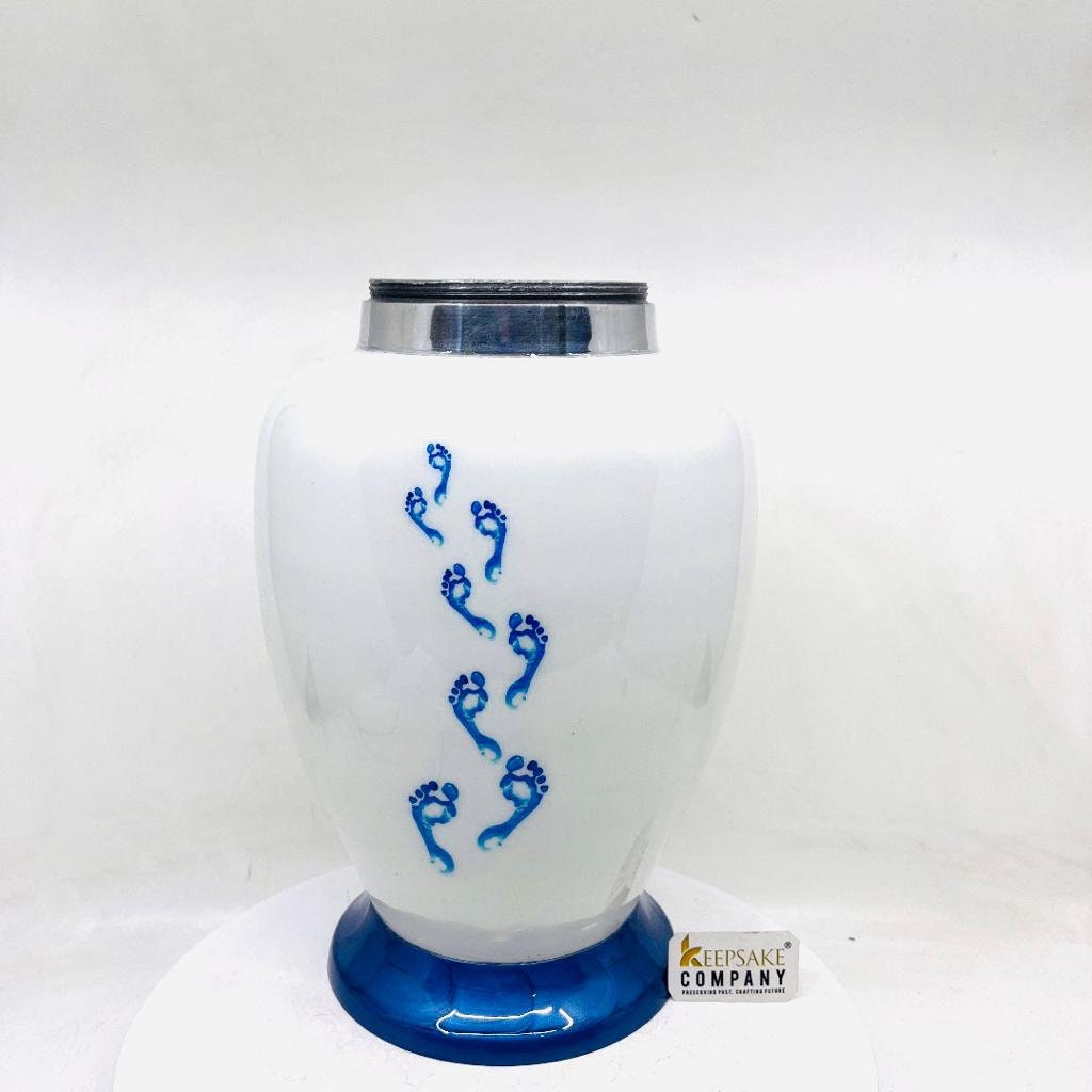 Blue Footmark Cremation Urns for Adult Ashes - Urns for Human Ash - Urn for Ashes Male - Urn - Decorative Urns - Burial Urn - Funeral Urn