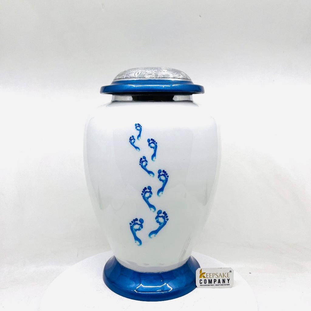 Blue Footmark Cremation Urns for Adult Ashes - Urns for Human Ash - Urn for Ashes Male - Urn - Decorative Urns - Burial Urn - Funeral Urn