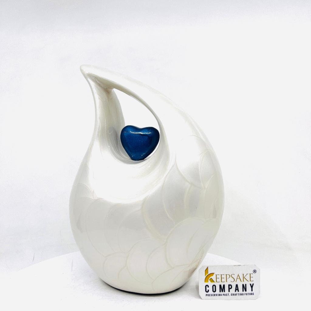 White Blue Pearl Pet Urn - Pet Urns for Dogs Ashes - Dog Urn - Dog Urns for Ashes  - Urns for Dogs - Urn for Dog Ashes - Cat Urn for Ashes