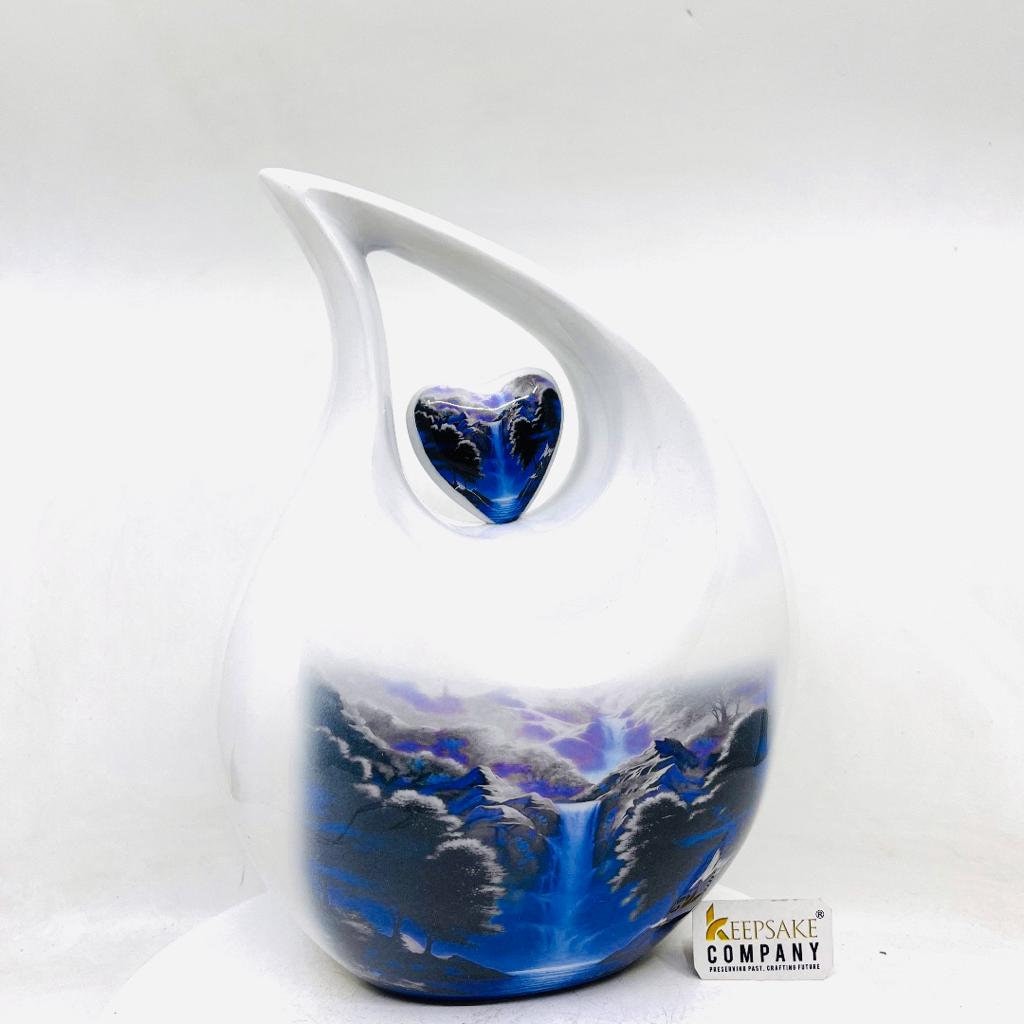 White Blue Teardrop Cremation Urns for Ashes Adult Male -  Urns for Ashes Adult Female - Urn - Urns - Cremation Urn  from Keepsake Company