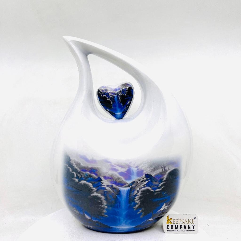 White Blue Teardrop Cremation Urns for Ashes Adult Male -  Urns for Ashes Adult Female - Urn - Urns - Cremation Urn  from Keepsake Company