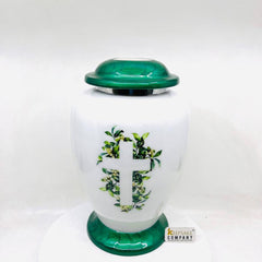 Green Cross Cremation Urns for Adult Ashes - Urns for Human Ash - Urn for Ashes Male - Urn - Decorative Urns - Burial Urn - Funeral Urn