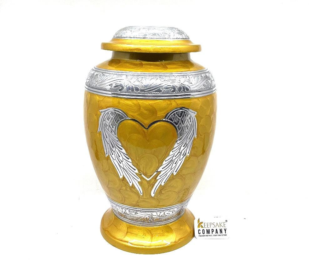 Golden Cremation Urns for Adult Ashes - Urns for Human Ashes - Urns for Ashes Adult Male - Urn - Decorative Urns - Burial Urn - Funeral Urn