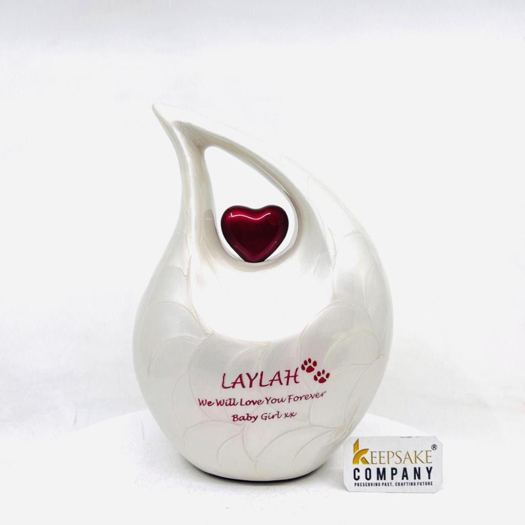 White Red Pearl Pet Urn - Pet Urns for Dogs Ashes - Dog Urn - Dog Urns for Ashes  - Urns for Dogs - Urn for Dog Ashes - Cat Urn for Ashes