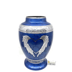 Dark Blue Cremation Urn for Ashes - Urns for Human Ashes  with Angel Wings and Heart - Urn - Urn - Funeral Urn - Memorial urn by Keepsake Co