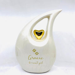 White Golden Pet Urn - Pet Urns for Dogs Ashes - Dog Urn - Dog Urns for Ashes  - Urn for Dog Ashes - Cat Urn for Ashes -Memorial Urn