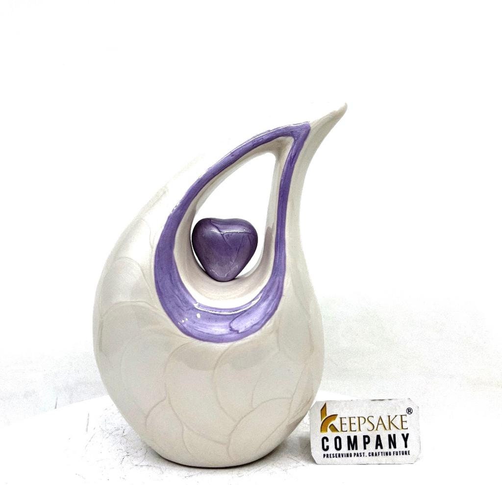 White Pearl Teardrop Medium Urns for Human Ashes (6 Inches/ 15 centimetres) height- Medium Urn - Decorative Urns -  From Keepsake Company