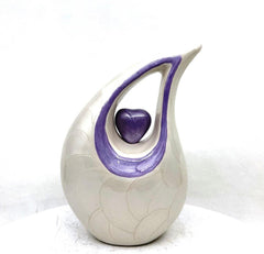 White Pearl Teardrop Medium Urns for Human Ashes (6 Inches/ 15 centimetres) height- Medium Urn - Decorative Urns -  From Keepsake Company