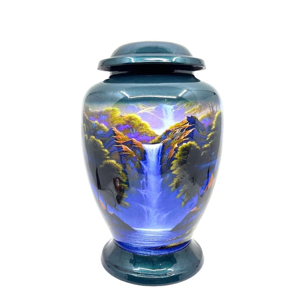 Green Blue Adult cremation Urn for Ashes - Urns for Human Ashes  with Angel Wings and Heart - Urn - Urn - Funeral Urn from Keepsake Company