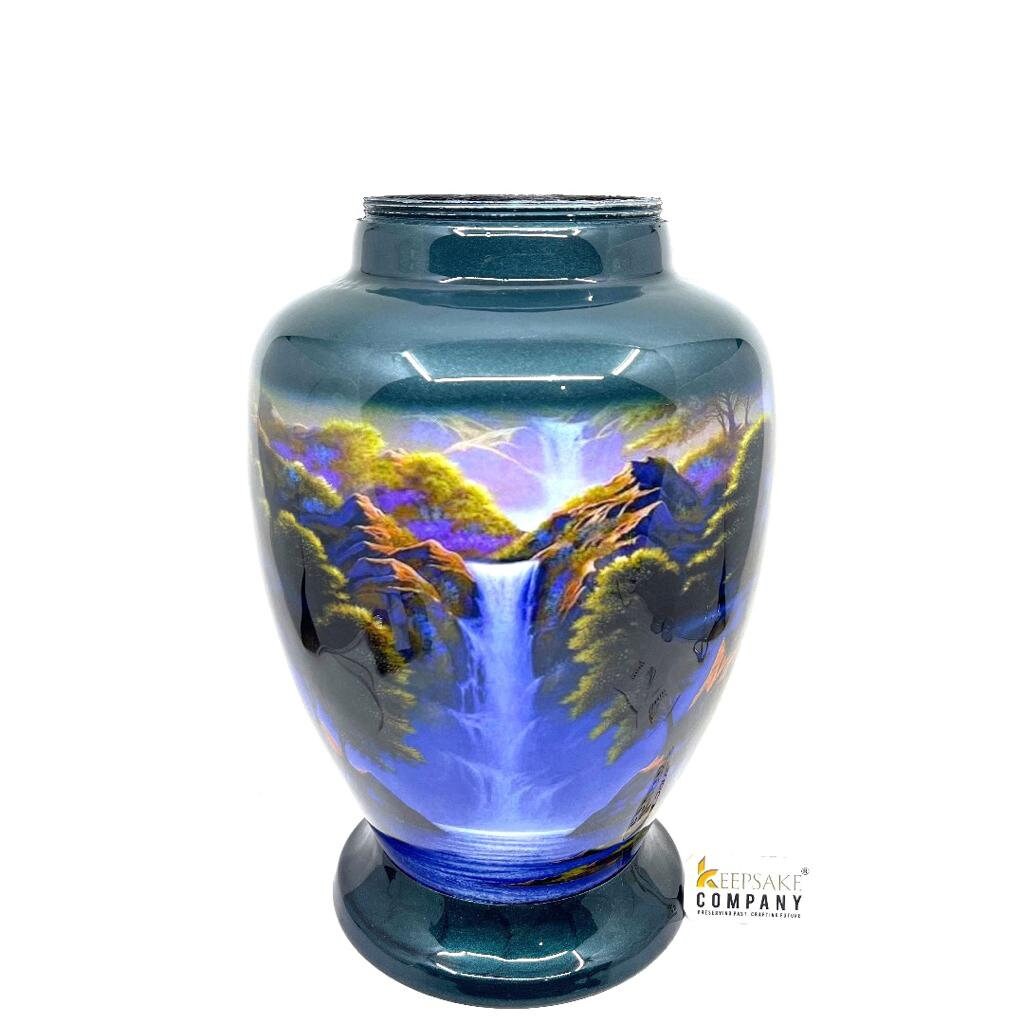 Green Blue Adult cremation Urn for Ashes - Urns for Human Ashes  with Angel Wings and Heart - Urn - Urn - Funeral Urn from Keepsake Company