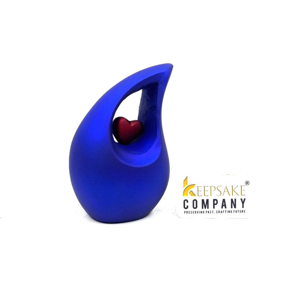 Blue Teardrop Small Urns for Human Ashes with Heart - Mini Urns for Ashes - Ashes Urn - Keepsake Urn for Human Ashes - Mini Urn - Ash Urn