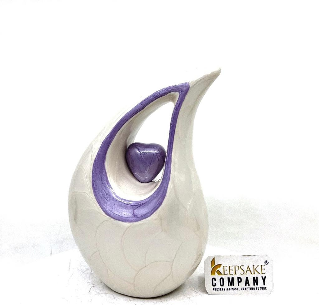 White Pearl Teardrop Medium Urns for Human Ashes (6 Inches/ 15 centimetres) height- Medium Urn - Decorative Urns -  From Keepsake Company