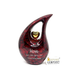 Maroon Black Teardrop Cremation Urn - Decorative Urns - Medium Urns for Human Ashes (6 Inches/ 15 centimeters) height - Urn for Ashes