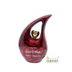 Maroon Black Teardrop Cremation Urn - Decorative Urns - Medium Urns for Human Ashes (6 Inches/ 15 centimeters) height - Urn for Ashes