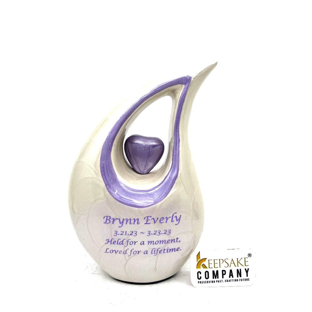 White Pearl Teardrop Medium Urns for Human Ashes (6 Inches/ 15 centimetres) height- Medium Urn - Decorative Urns -  From Keepsake Company