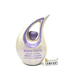 White Pearl Teardrop Medium Urns for Human Ashes (6 Inches/ 15 centimetres) height- Medium Urn - Decorative Urns -  From Keepsake Company