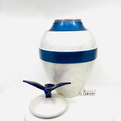 White Blue  Adult cremation Urn for Ashes - Urns for Human Ashes  with Angel Wings and Heart - Urn - Urn - Funeral Urn from Keepsake Company