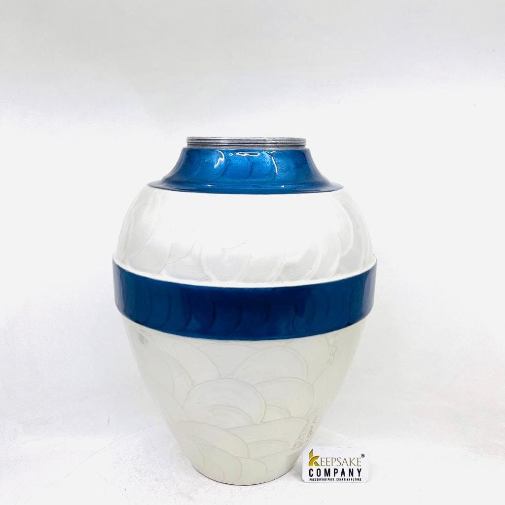 White Blue  Adult cremation Urn for Ashes - Urns for Human Ashes  with Angel Wings and Heart - Urn - Urn - Funeral Urn from Keepsake Company
