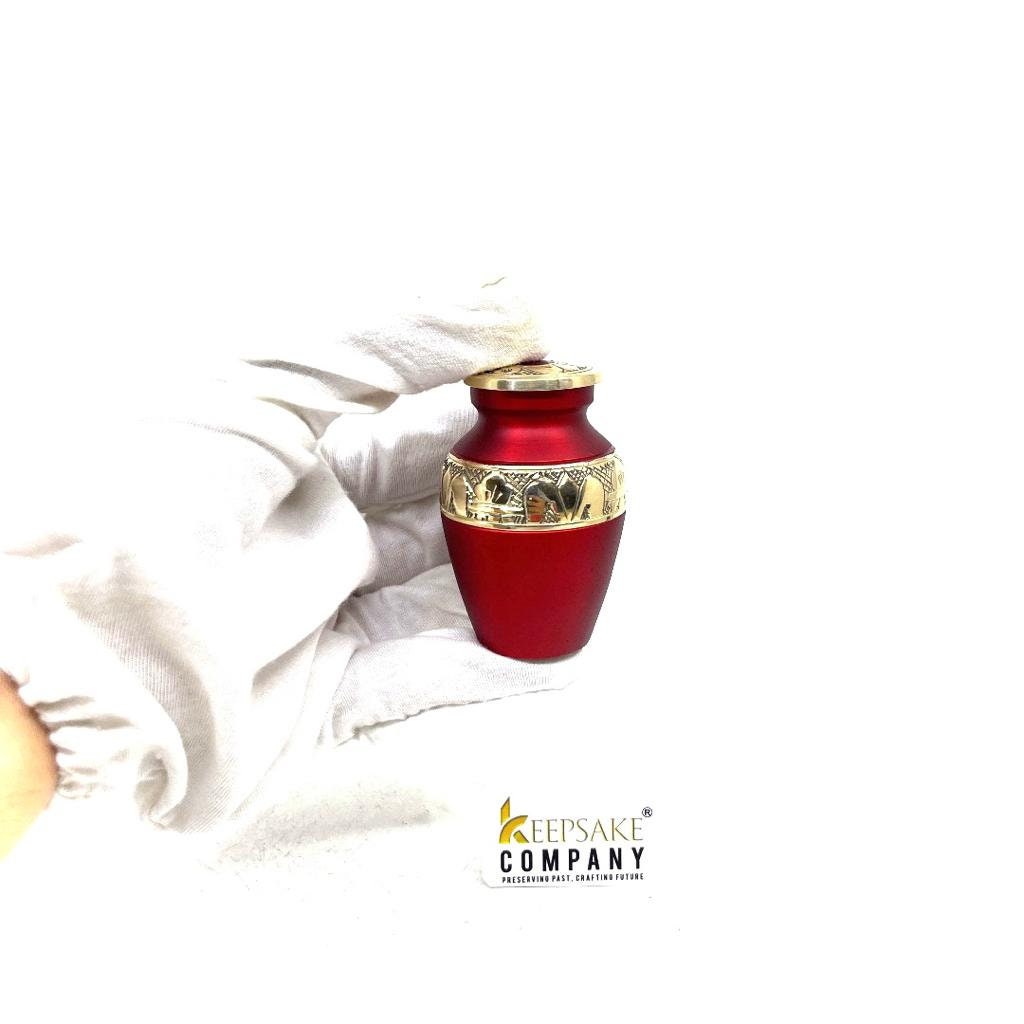 Red Golden Small Urns for Human Ashes - Mini Urns for Human Ashes - Keepsake Urns for Human Ashes - Small Urn - Small Urns for Ashes - Urns