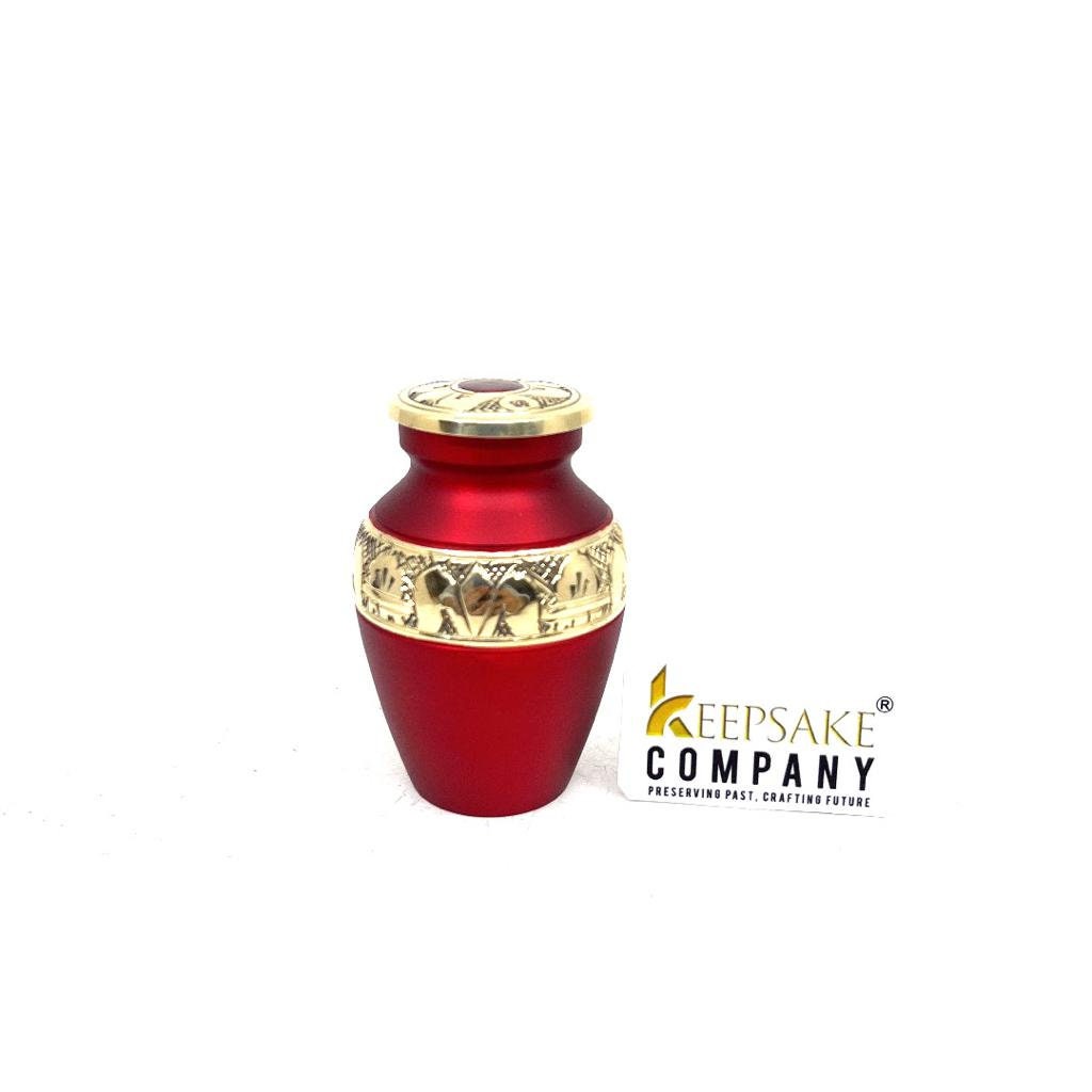 Red Golden Small Urns for Human Ashes - Mini Urns for Human Ashes - Keepsake Urns for Human Ashes - Small Urn - Small Urns for Ashes - Urns