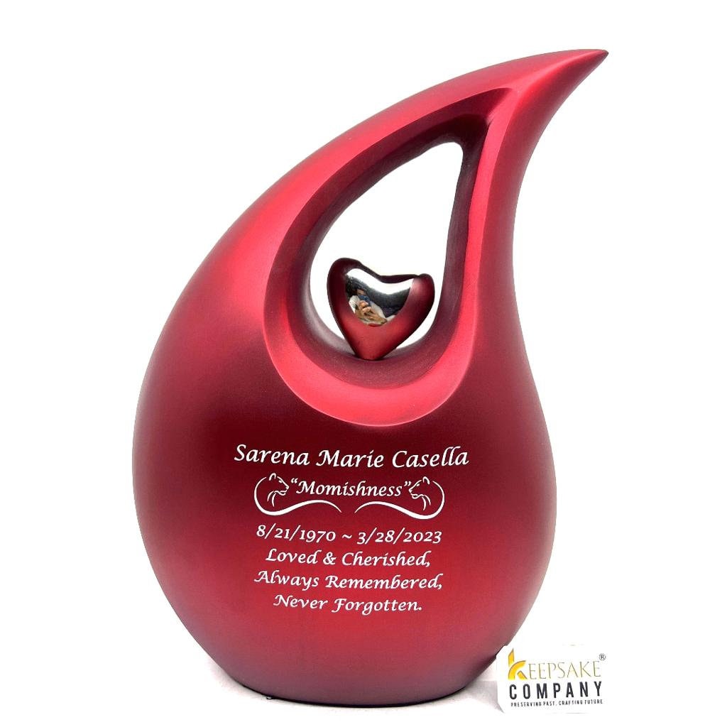 Premium Shimmer Red Teardrop Urns for Ashes Adult male - Urn - urns for human ashes adult female - Urns - Cremation Urns for Adult Ashes