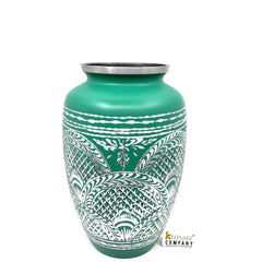 Green Highly Engraved Adult Urn - Cremation Urns for Adult Ashes - Urns for Ashes Adult Male - Urn - Urns for Human Ashes - Decorative Urn