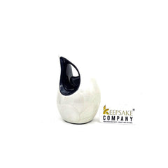 Pearl White Teardrop Mini Cremation Urn with Black Heart - Small Urn For Ashes - Mini Urns for Human Ashes - Urn for Ash from Keepsake Co.