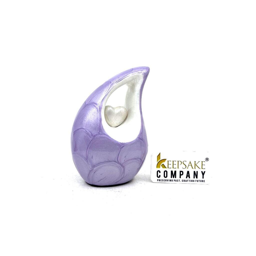 Lavender Mini Cremation Urn with White Heart - Small Urn For Ashes - Miniature Urn For Ashes - Keepsake Memorial Urn from Keepsake Co