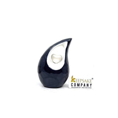 Black teardrop mini Cremation Urn with White Heart for Human Ashes - Small Urn For Ashes - Keepsake Urn - Memorial Urn from Keepsake Company