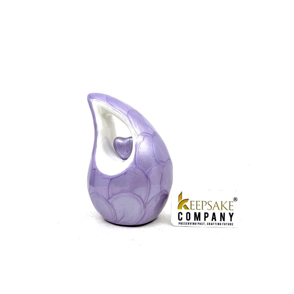 Lavender Teardrop Mini Cremation Urn Purple Heart - Small Urn For Ashes - Miniature Urn For Ashes - Keepsake Memorial Urn from Keepsake Co