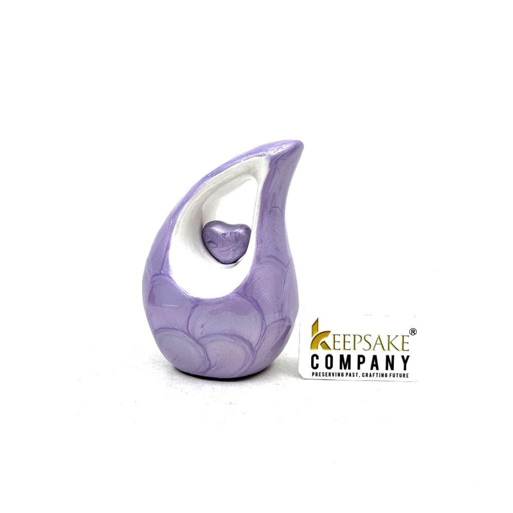 Lavender Teardrop Mini Cremation Urn Purple Heart - Small Urn For Ashes - Miniature Urn For Ashes - Keepsake Memorial Urn from Keepsake Co