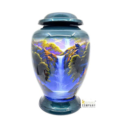 Green Blue Adult cremation Urn for Ashes - Urns for Human Ashes  with Angel Wings and Heart - Urn - Urn - Funeral Urn from Keepsake Company