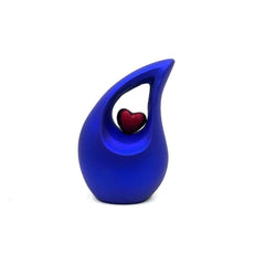 Blue Teardrop Small Urns for Human Ashes with Heart - Mini Urns for Ashes - Ashes Urn - Keepsake Urn for Human Ashes - Mini Urn - Ash Urn