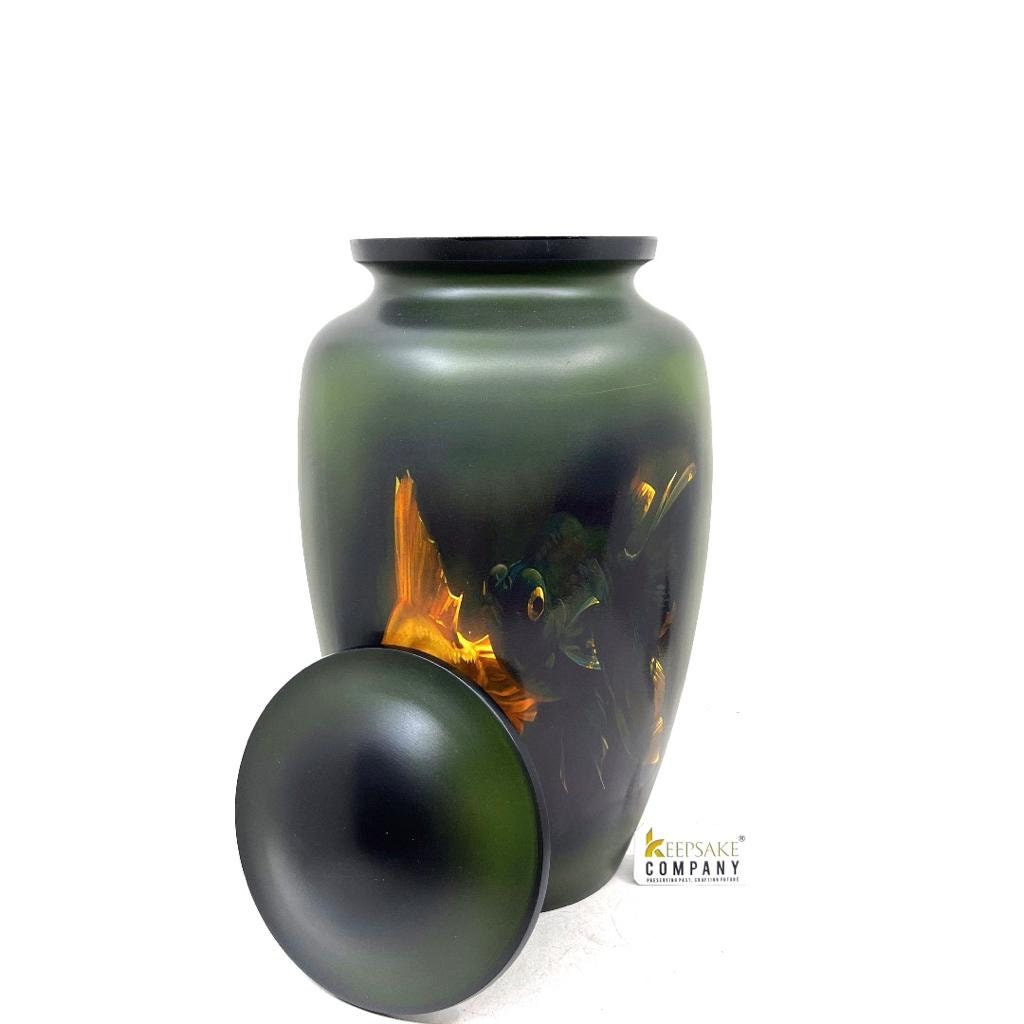 Green Golden Fish Adult Urn - Cremation Urns for Adult Ashes - Urns for Ashes Adult Male - Urn - Urns for Human Ashes - Decorative Urn