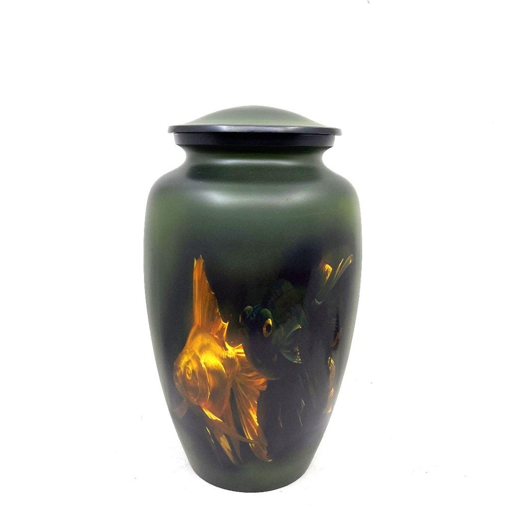 Green Golden Fish Adult Urn - Cremation Urns for Adult Ashes - Urns for Ashes Adult Male - Urn - Urns for Human Ashes - Decorative Urn