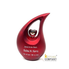 Red Shimmer Teardrop Cremation Urns for Human Ashes - Urn- Urns for Ashes  (6 Inches/ 15 centimeters)  Personalized Urn - Memorial Urn