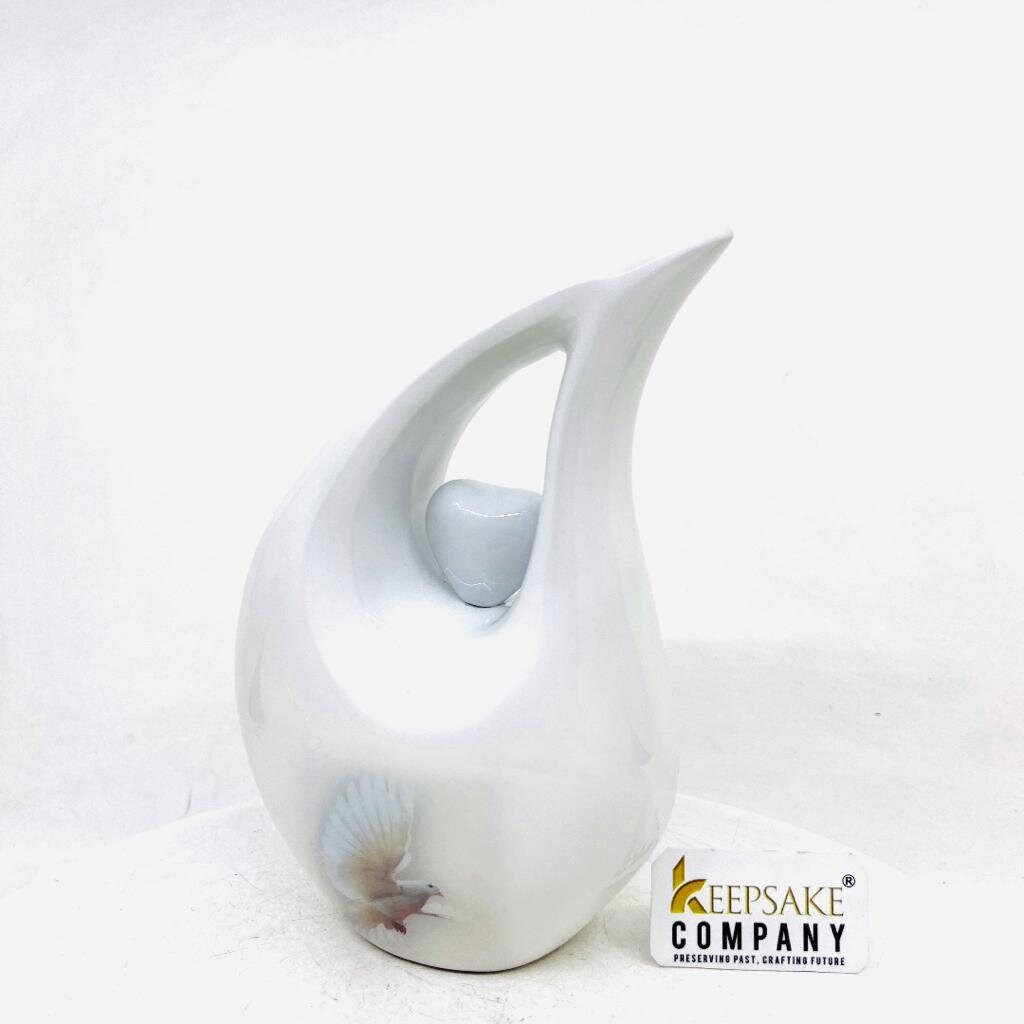 White Teardrop Cremation Urns for Human Ashes - Urn- Urns for Ashes    (6 Inches/ 15 centimeters) Small Urns for Ashes - Personalized Urn