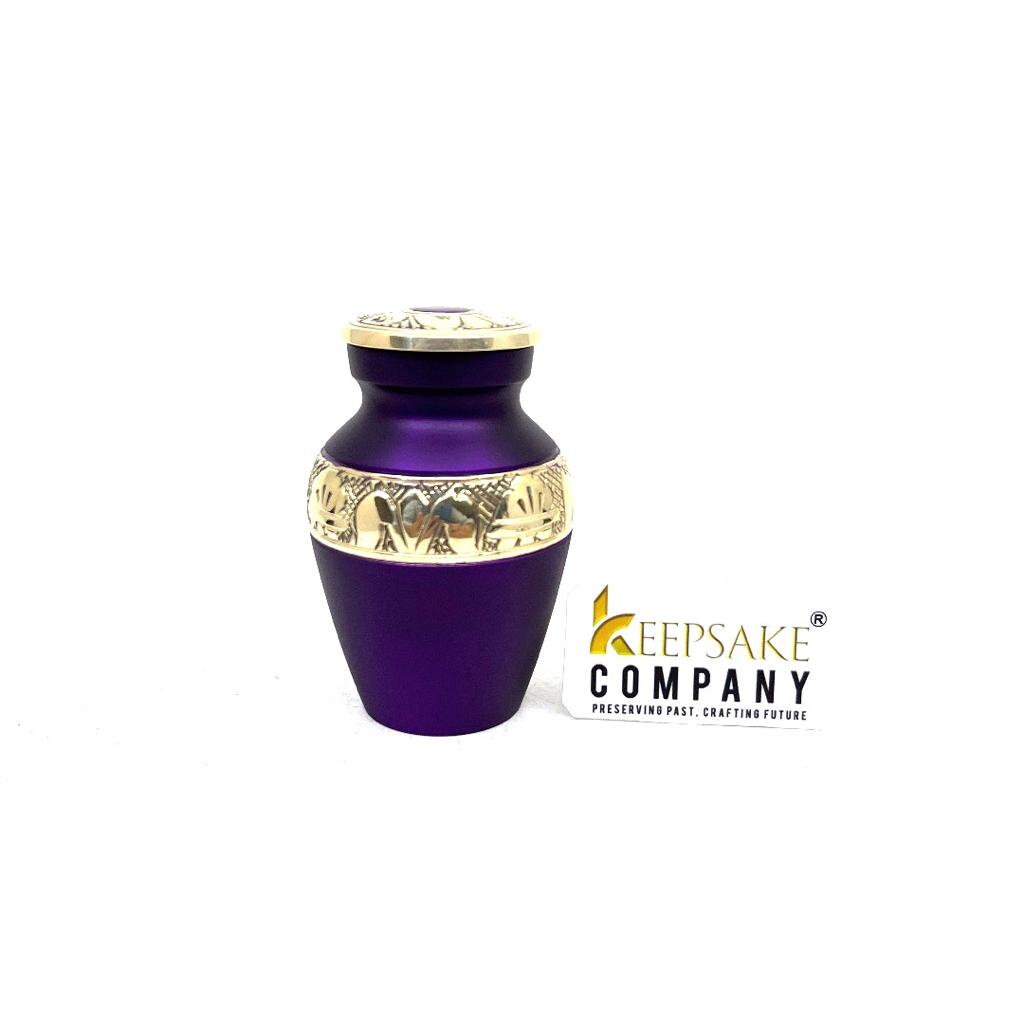 Purple Golden Small Urns for Human Ashes - Mini Urns for Human Ashes - Keepsake Urns for Human Ashes - Small Urn - Small Urns for Ashes