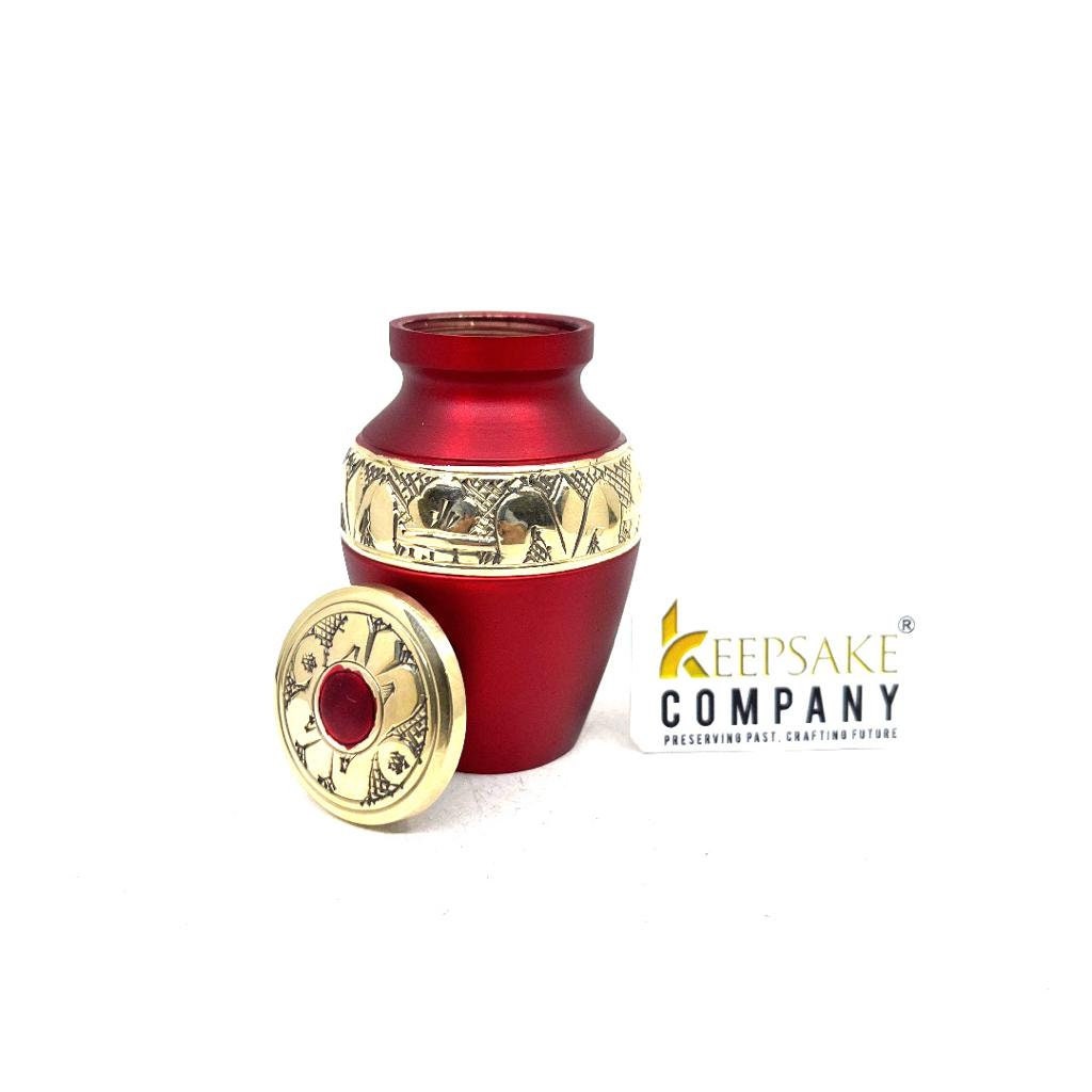 Red Golden Small Urns for Human Ashes - Mini Urns for Human Ashes - Keepsake Urns for Human Ashes - Small Urn - Small Urns for Ashes - Urns