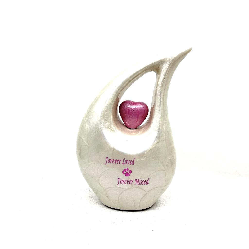 White Pink Pearl Pet Urn - Pet Urns for Dogs Ashes - Dog Urn - Dog Urns for Ashes  - Urns for Dogs - Urn for Dog Ashes - Cat Urn for Ashes