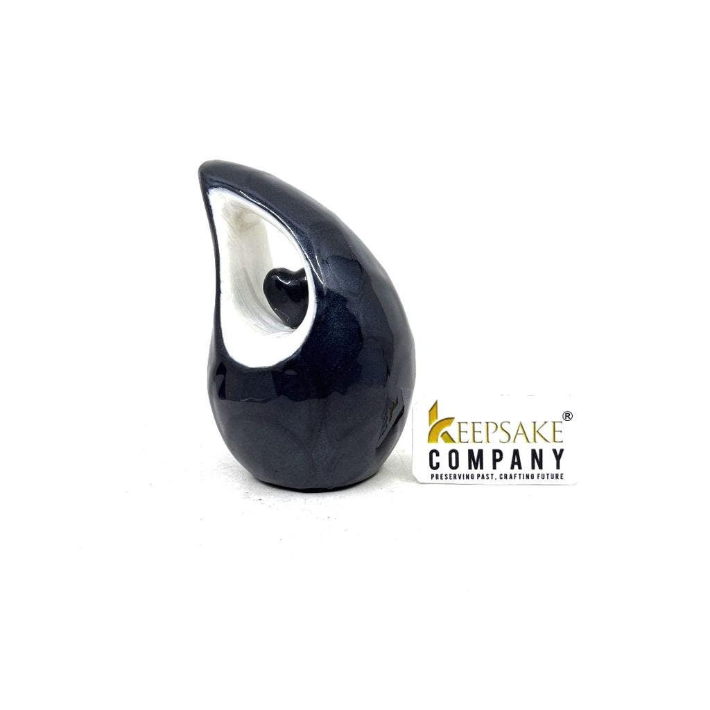 Black teardrop mini Cremation Urn - Small Urns for Human Ashes - Mini Urns for Human Ashes - Small Urns - Keepsake Urns for Human Ashes