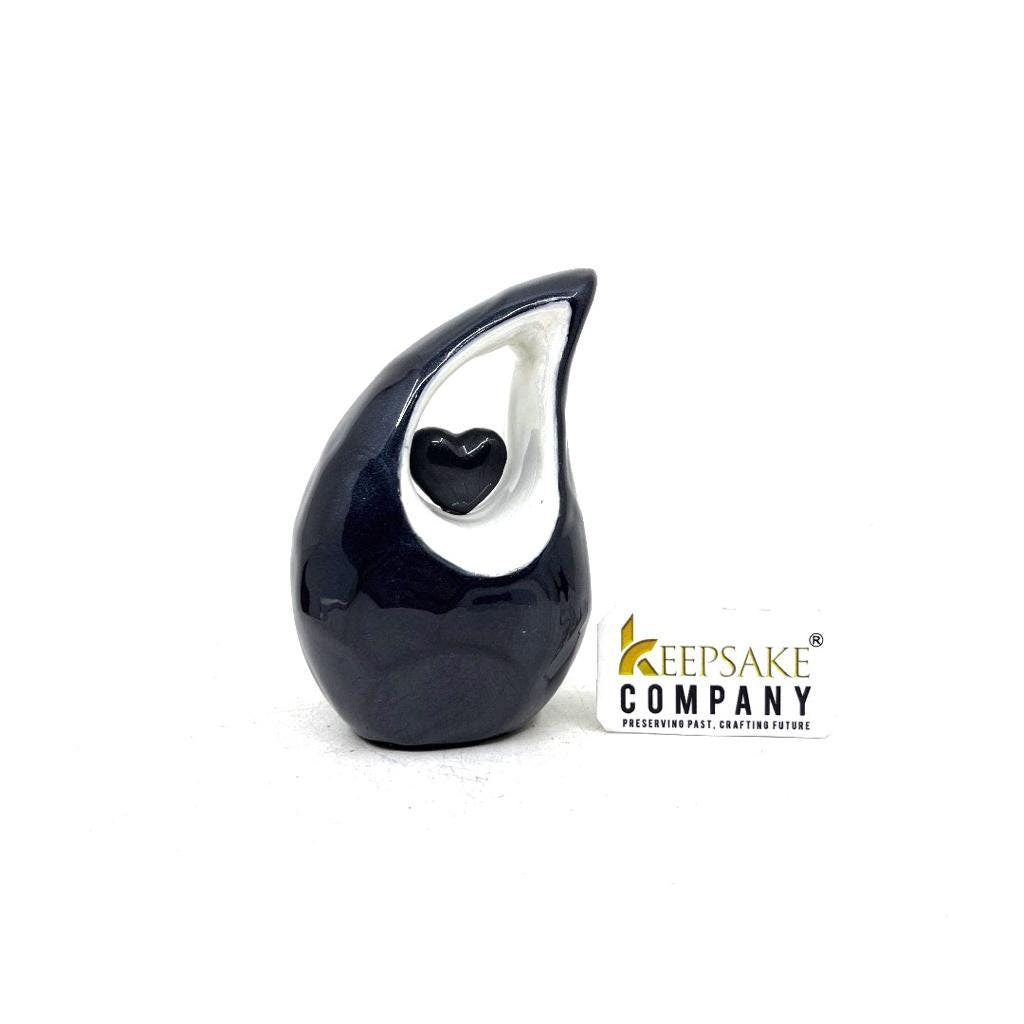 Black teardrop mini Cremation Urn - Small Urns for Human Ashes - Mini Urns for Human Ashes - Small Urns - Keepsake Urns for Human Ashes