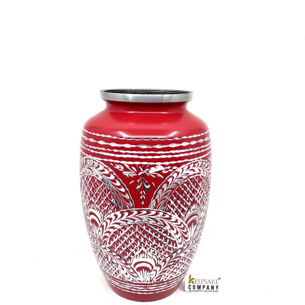 Red Highly Engraved Adult Urn - Cremation Urns for Adult Ashes - Urns for Ashes Adult Male - Urn - Urns for Human Ashes - Decorative Urn